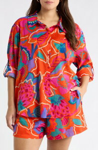 �V���K�[���b�v�X ���f�B�[�X �g�b�v�X �V���c �v���X�T�C�Y SUGARLIPS Kahlia Tropics Top (Plus) RED-MULTI ���b�h