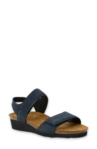 �i�I�g ���f�B�[�X �V���[�Y �q�[�� �T���_�� Naot Aisha Wedge Sandal Navy Velvet Nubuck/ Soft Ink �l�C�r�[