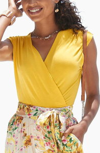���X�J�[�i ���f�B�[�X �g�b�v�X �V���c LASCANA Wrap Look Top Yellow �C�G���[
