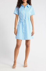 �V���K�[���b�v�X ���f�B�[�X �g�b�v�X �����s�[�X �~�j SUGARLIPSaida Kenda Striped Shift Minidress BLUE WHITE STRIPE �z���C�g