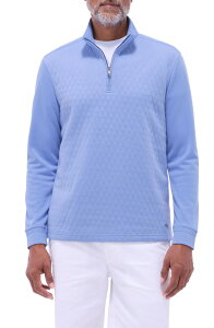 �u�K�b�` �����Y �A�E�^�[ �p�[�J�[�E�X�E�F�b�g �n�[�t�W�b�v �L���e�B���O Bugatchi Quilted Quarter Ziperformance Pullover Air Blue �u���[