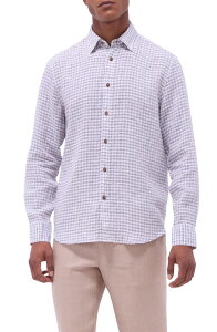 �u�K�b�` �����Y �g�b�v�X �V���c ���l�� Bugatchi Julian Check Slub Linen Button-Up Shirt Navy �l�C�r�[