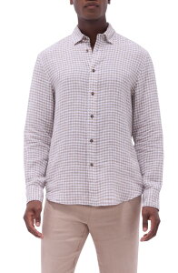 �u�K�b�` �����Y �g�b�v�X �V���c ���l�� Bugatchi Julian Check Slub Linen Button-Up Shirt Olive �I���[�u