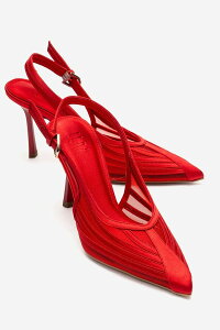 �v�����[�O�V���[�Y ���f�B�[�X �p���v�X Prologue Shoesafira Stiletto Pump Red Satin ���b�h