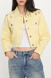 �O�b�h�A�����J�� ���f�B�[�X �{�g���X �f�j���p���c �h�J �W���P�b�g Good American Essential Embroide red Crop Denim Jacket ANISE YELLOW �C�G���[