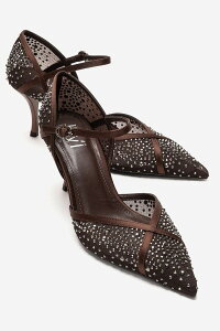 �v�����[�O�V���[�Y ���f�B�[�X �p���v�X Prologue Shoes Rachel Embellished Stiletto Pump Brown �u���E��