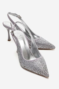 �v�����[�O�V���[�Y ���f�B�[�X �p���v�X Prologue Shoes Johanna Slingback Embellished Stiletto Pump Silver �V���o�[