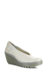 �t���C�����h�� ���f�B�[�X �V���[�Y �q�[�� Fly London Yoza Wedge Ballet Shoe Silver Borgogna �V���o�[