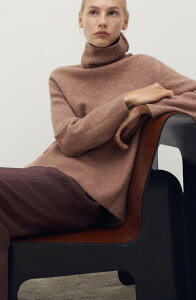 �}���S ���f�B�[�X �A�E�^�[ �j�b�g�E�Z�[�^�[�g���l�b�N MANGO Turtleneck Sweater MEDIUM BROWN �u���E��