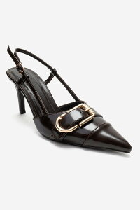 �v�����[�O�V���[�Y ���f�B�[�X �p���v�X Prologue Shoes Noen Buckle Pointed Toe Stiletto Pump Brown �u���E��
