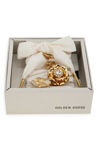 �S�[���f���O�[�X ���f�B�[�X �V���[�Y �X�j�[�J�[ ���[�X Golden Goose Skins Crystal Flower Charm Shoelaces (Women) WHITE CREAM �z���C�g