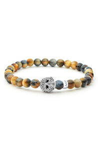 ���S�X ���f�B�[�X �A�N�Z�T���[ �u���X���b�g�E�o���O���E�A���N���b�g LAGOS Men's Anthem Tiger's Eye Skull Stretch Bracelet STERLING SILVER �V���o�[