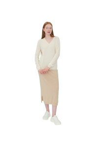 �S�r �J�V�~�� ���f�B�[�X �A�E�^�[ �p�[�J�[�E�X�E�F�b�g V�l�b�N �Z�[�^�[ Gobi Cashmere V-Neck Sweater marshmallow