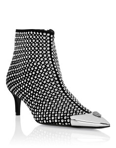 �t�B���b�v�v���C�� ���f�B�[�X �V���[�Y �X�j�[�J�[ �A���N�� �u�[�c �q�[�� PHILIPPLEIN Low Heel Ankle Bootstuds And Strasskull Women (Women) black �u���b�N