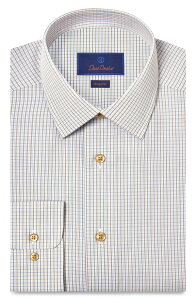 �f�C�r�b�h�h�i�q���[ �����Y �g�b�v�X �V���c ���M�����[�t�B�b�g �R�b�g�� Davidonahue Regular Fit Check Cotton Poplin Dresshirt White/ Chocolate �z���C�g