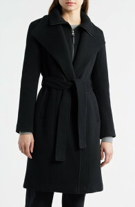 �}�b�J�[�W�� ���f�B�[�X �A�E�^�[ �W���P�b�g�E�u���]�� �E�[�� �R�[�g Mackage Norita Beltedouble Face Wool Coat with Wool Blend BibLACK �u���b�N