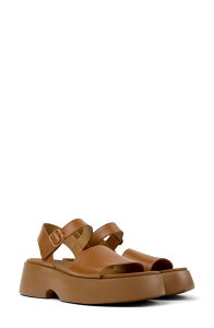 �J���y�[�� ���f�B�[�X �V���[�Y �T���_�� �A���N�� Camper Tashankle Strap Wedge Sandal Medium Brown �u���E��
