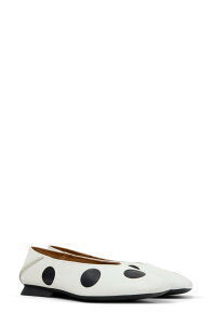 �J���y�[�� ���f�B�[�X �V���[�Y �p���v�X �h�b�g�� �h�b�g Camper Casi Myra Twins Polka Dot Ballerina Flat White Natural �z���C�g