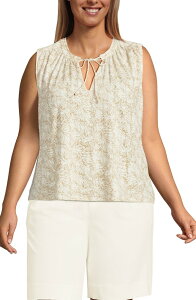�����Y�G���h ���f�B�[�X �g�b�v�X �V���c �v���X�T�C�Y ���l�� Lands' End Linen Blend Notch Neck Swing Tank Top (Plus) Champagne Leaf Scroll �V�����p��