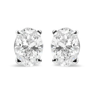 �n�E�X�I�u�u�����A���X ���f�B�[�X �A�N�Z�T���[ �s�A�X�E�C�������O Haus of Brilliance 14K White Gold 3/4 Ct Oval Shape Lab Grown Diamond Solitaire Stud Earrings White �z���C�g