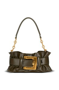 �o���}�� ���f�B�[�X �o�b�O �~�j ���U�[ Balmain Mini Anthem Shoulder bag in calfskin leather khaki �J�[�L