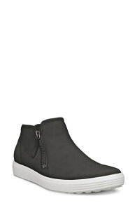 �G�R�[ ���f�B�[�X �V���[�Y �X�j�[�J�[ ECCO Soft 7 Mid Top Zip Sneaker Black �u���b�N