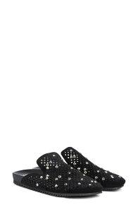 �y�h���K���V�A ���f�B�[�X �V���[�Y �p���v�X ���U�[ Pedro Garcia Braidy Leather Flat Mule (Women) BLACK CASTORO-GREIGE �u���b�N