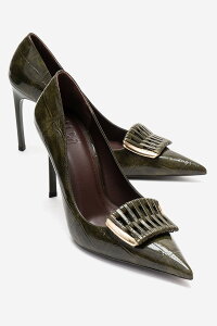 �v�����[�O�V���[�Y ���f�B�[�X �p���v�X Prologue Shoes Guerni Stiletto Pump Green Print �O���[��