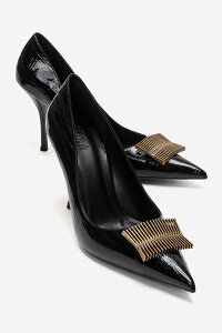 �v�����[�O�V���[�Y ���f�B�[�X �p���v�X Prologue Shoes Dexen Stiletto Pump Black Print �u���b�N