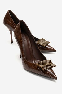 �v�����[�O�V���[�Y ���f�B�[�X �p���v�X Prologue Shoes Dexen Stiletto Pump Brown Print �u���E��