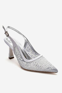 �v�����[�O�V���[�Y ���f�B�[�X �p���v�X Prologue Shoes Frea Slingback Stiletto Pump Silver �V���o�[
