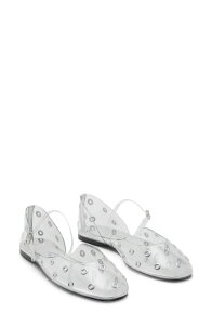 �}���S ���f�B�[�X �V���[�Y �p���v�X MANGO Grommetransparent d'Orsay Flat SILVER �V���o�[