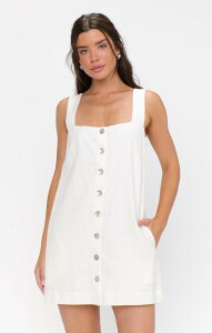 �E�~�[���A���[�� ���f�B�[�X �g�b�v�X �����s�[�X �~�j Show Me Your Mumu Everly Mini Dress White Linen �z���C�g