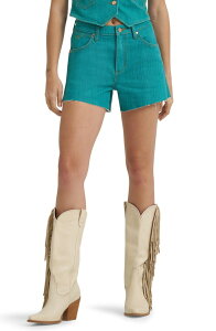 �����O���[ ���f�B�[�X �{�g���X �f�j���p���c �n�C�E�G�X�g �V���[�g�p���c Wrangler x Lainey Wilson High Waist Denim Cutoff Shorts TURQUOISE �^�[�R�C�Y