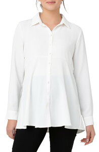 ���C�v�}�^�j�e�B ���f�B�[�X �g�b�v�X �V���c Ripe Maternity Tina Maternity/Nursing Peplum Shirt (Maternity) WHITE �z���C�g