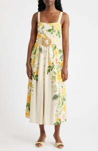 ���[�����o�[ ���f�B�[�X �g�b�v�X �����s�[�X �t�����[�� �~�f�B �t�����[ MOON RIVER Floral Belted Midi Sundress CREAMULTI �N���[��