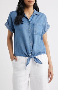 �r�[�`�����`���E���W ���f�B�[�X �g�b�v�X �V���c �f�j�� beachlunchlounge Romi Tie Front Denim Shirt MEDIUM WASH �f�j��