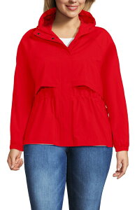 �����Y�G���h ���f�B�[�X �A�E�^�[ �R�[�g �v���X�T�C�Y �W���P�b�g Lands' End Squall Packable Rain Jacket (Plus) Coral Red ���b�h