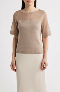 �R�r�[�n���y���� ���f�B�[�X �g�b�v�X �V���c �j�b�g KOBI HALPERIN Romi Elbow Sleeve Knitop NATURAL