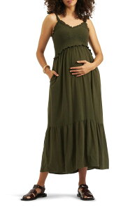 ���C�v�}�^�j�e�B ���f�B�[�X �g�b�v�X �����s�[�X Ripe Maternity Brandi Shirredress (Maternity) KHAKI �J�[�L