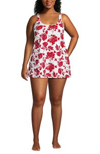 �����Y�G���h ���f�B�[�X �g�b�v�X �����s�[�X �v���X�T�C�Y �v�` �~�j �g�[�� Lands' End Scoop Neck Mini Swim Dress One Piece Swimsuit (Petite Plus Regular Tall) Red Graphic Floral ���b�h