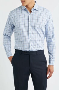 �s�[�^�[�E�~���[ �����Y �g�b�v�X �V���c Peter Millar Crown Lite Shadow Check Performance Twill Button-Up Shirt Cottage Blue �u���[