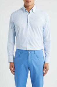 �s�[�^�[�E�~���[ �����Y �g�b�v�X �V���c �_�E�� Peter Millar Hanford Check Performance Twill Button-Down Shirt Cottage Blue �u���[