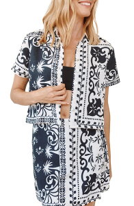 �x���_�[�� ���f�B�[�X �g�b�v�X �V���c �v�����g Bella Dahl Bandana Print Button-Up Top TROPICAL BANDANA PRINT