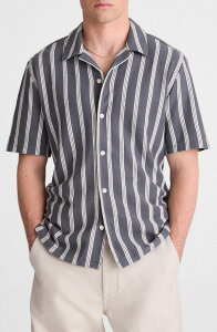 ���C�h�E�F�� �����Y �g�b�v�X �V���c �p�C�� Madewell Seaporterry Camp Shirt STRIPE HEIRLOOM BLUE �u���[