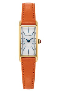�V�`�Y�� ���f�B�[�X �A�N�Z�T���[ �r���v ���U�[ Citizen Fio Tank Orange Leather Strap Watch 14.3mm x 30.7mm WHITE/ ORANGE �z���C�g