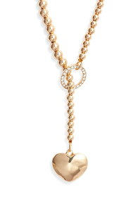 �I�[�v���G�f�B�b�g ���f�B�[�X �A�N�Z�T���[ �l�b�N���X�E�`���[�J�[ ���[�X Open Edit Heart Pendant Lariat Necklace CLEAR- GOLD �S�[���h