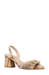 �y�����[�_ ���f�B�[�X �V���[�Y �q�[�� Pelle Moda Imia Slingback Pointed Toe Pump Beige Multi �x�[�W��