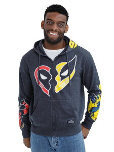 �}�[�x�� �����Y �A�E�^�[ �p�[�J�[�E�X�E�F�b�g �t���[�X Marvel Deadpool and Wolverine Fleece Zip Up Hoodie Grey Deadpool Wolv �O���[