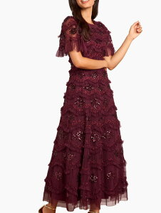 �j�[�h���A���h�X���b�h ���f�B�[�X �g�b�v�X �����s�[�X �A���N�� Needle & Threadaisy Wave Ankle Gown Claret
